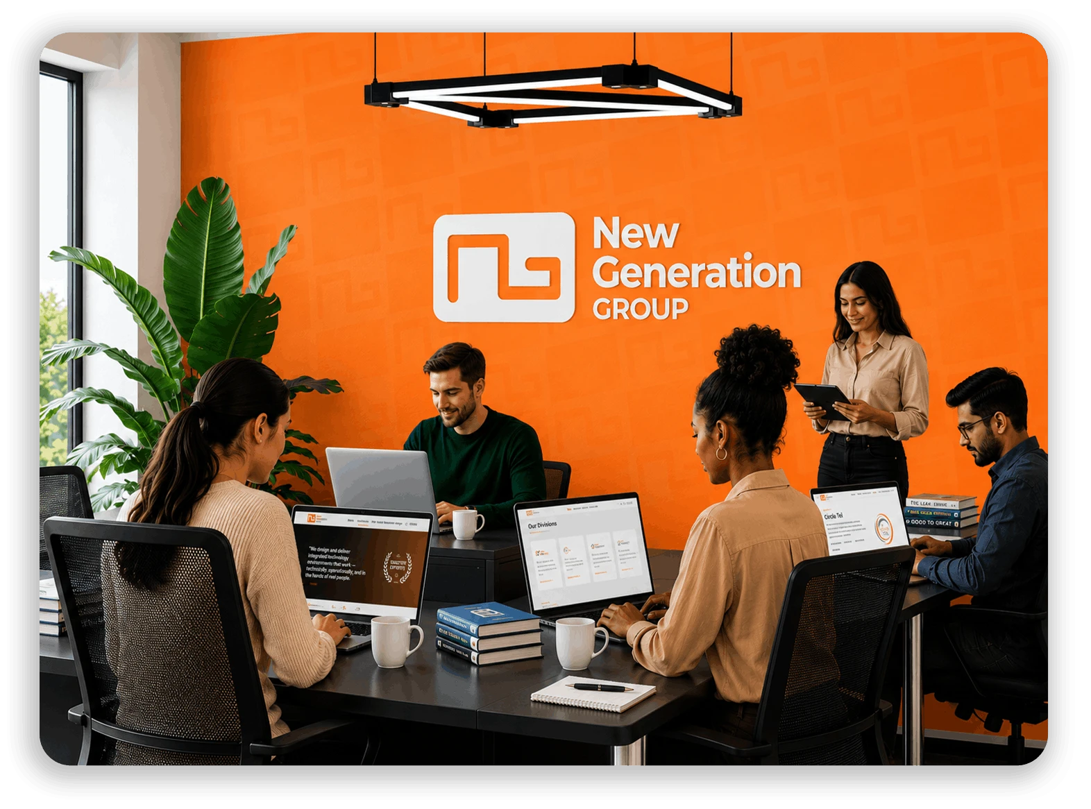 New Generation Group team working together in the office